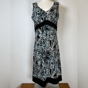 Ann Taylor LOFT Sleeveless Sheath Dress Abstract Blue Black Women’s Size 6
